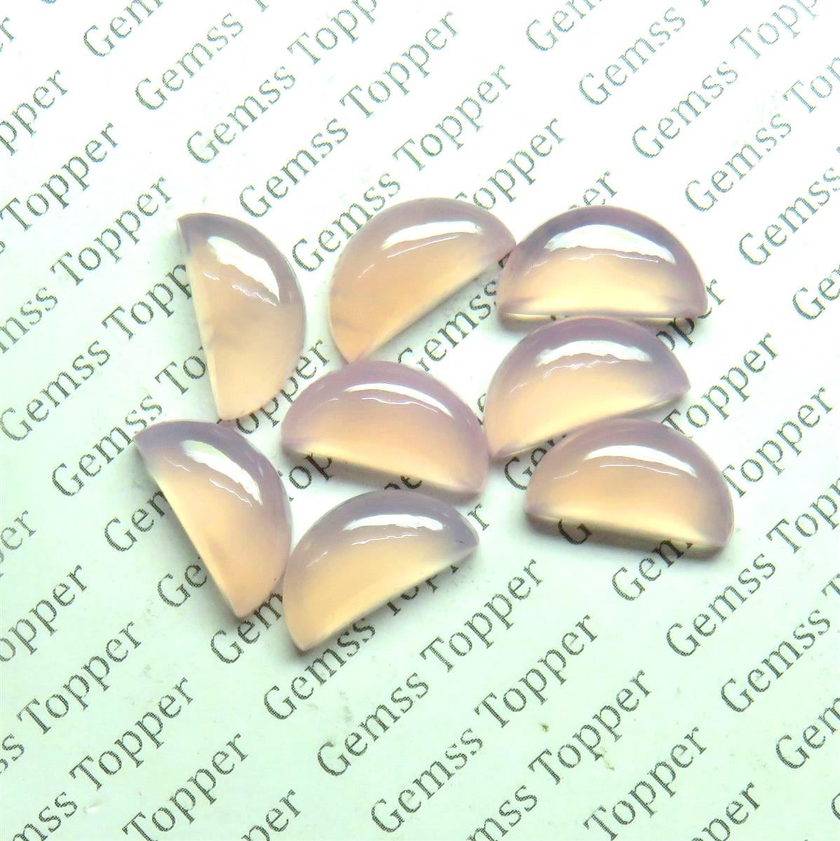 Rose Chalcedony 6x12 mm D Shape Cabochon